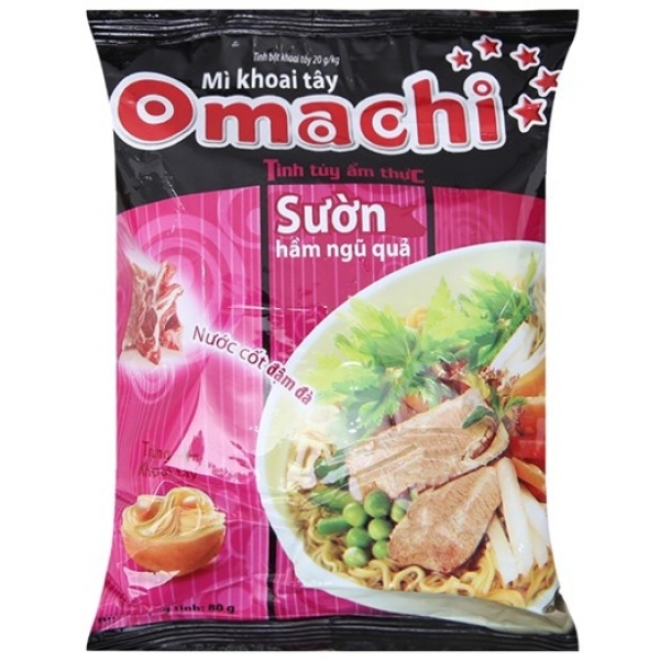 Mì gói Omachi Sườn Hầm Ngũ Quả Gói 80g